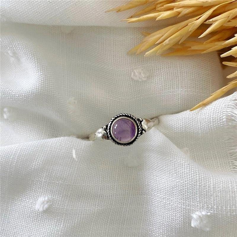 ANEL PRATA 925 PEDRA NATURAL REDONDA