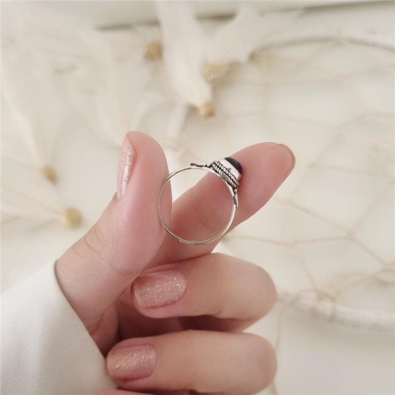 ANEL PRATA 925 PEDRA NATURAL REDONDA