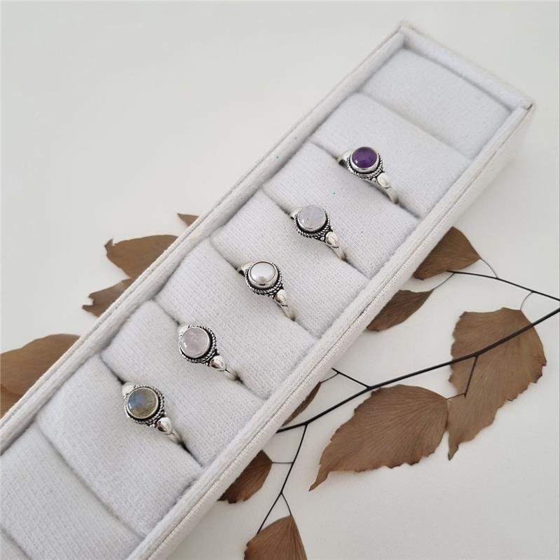 ANEL PRATA 925 PEDRA NATURAL REDONDA