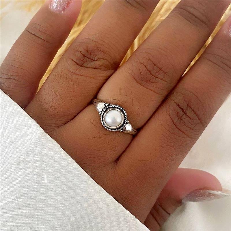 ANEL PRATA 925 PEDRA NATURAL REDONDA