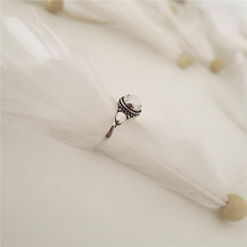 ANEL PRATA 925 PEDRA NATURAL REDONDA