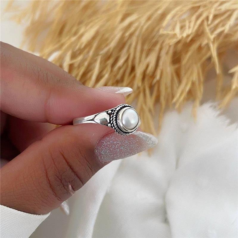 ANEL PRATA 925 PEDRA NATURAL REDONDA