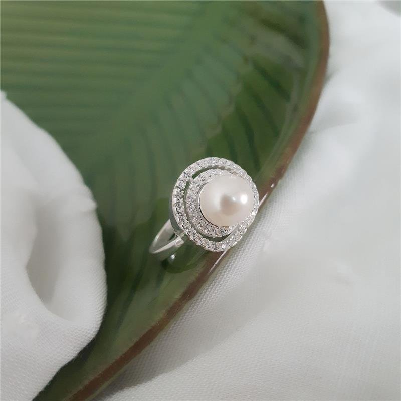 ANEL PRATA 925 PÉROLA COM ESPIRAL DE ZIRCÔNIA