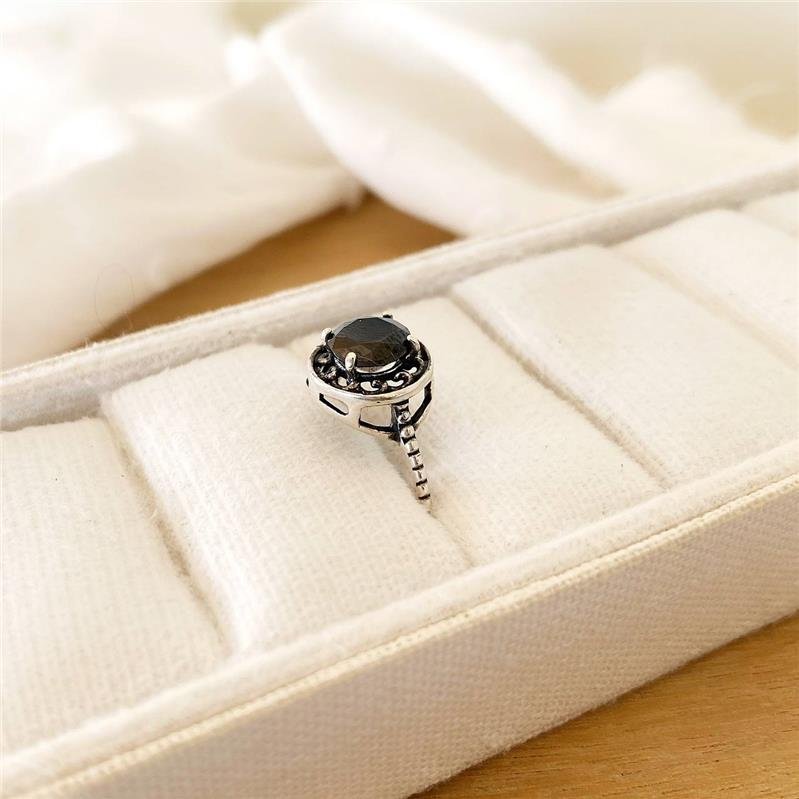 ANEL PRATA 925 REDONDO ÔNIX