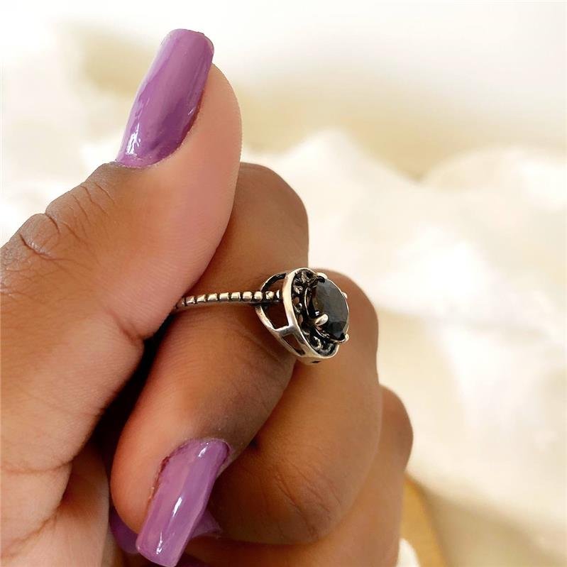 ANEL PRATA 925 REDONDO ÔNIX