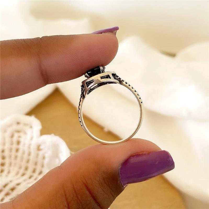 ANEL PRATA 925 REDONDO ÔNIX