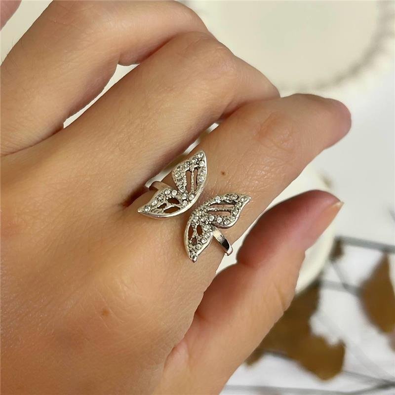 ANEL PRATA 925 REGULÁVEL BORBOLETA COM MICROZIRCONIAS