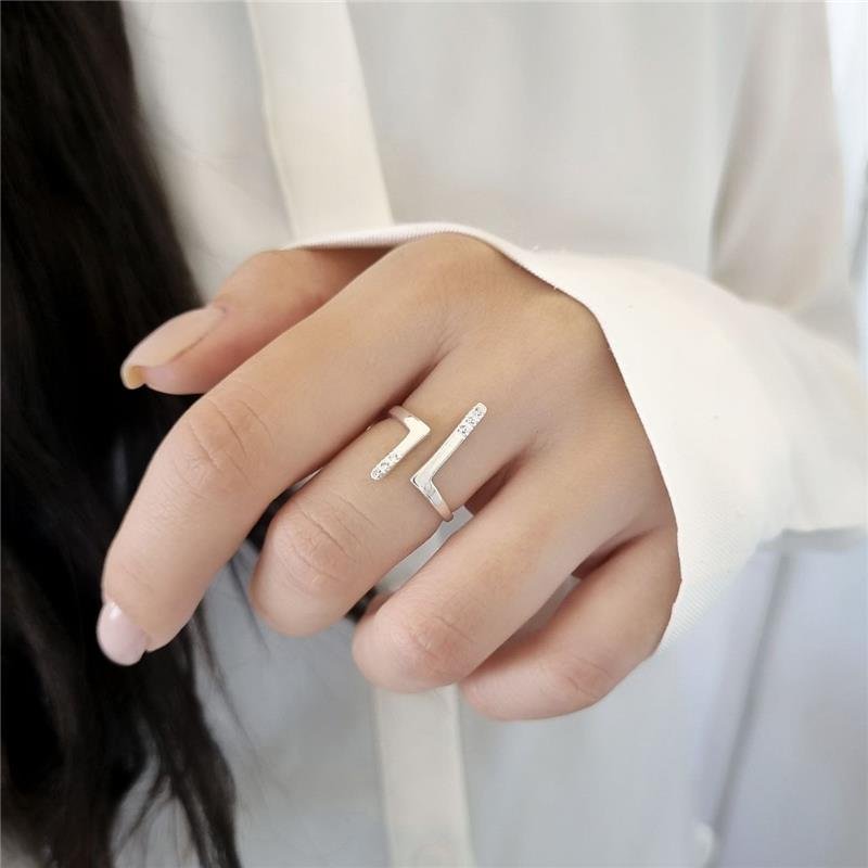 ANEL PRATA 925 REGULÁVEL DOIS L CRAVEJADO