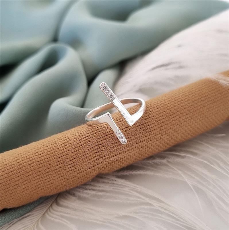 ANEL PRATA 925 REGULÁVEL DOIS L CRAVEJADO