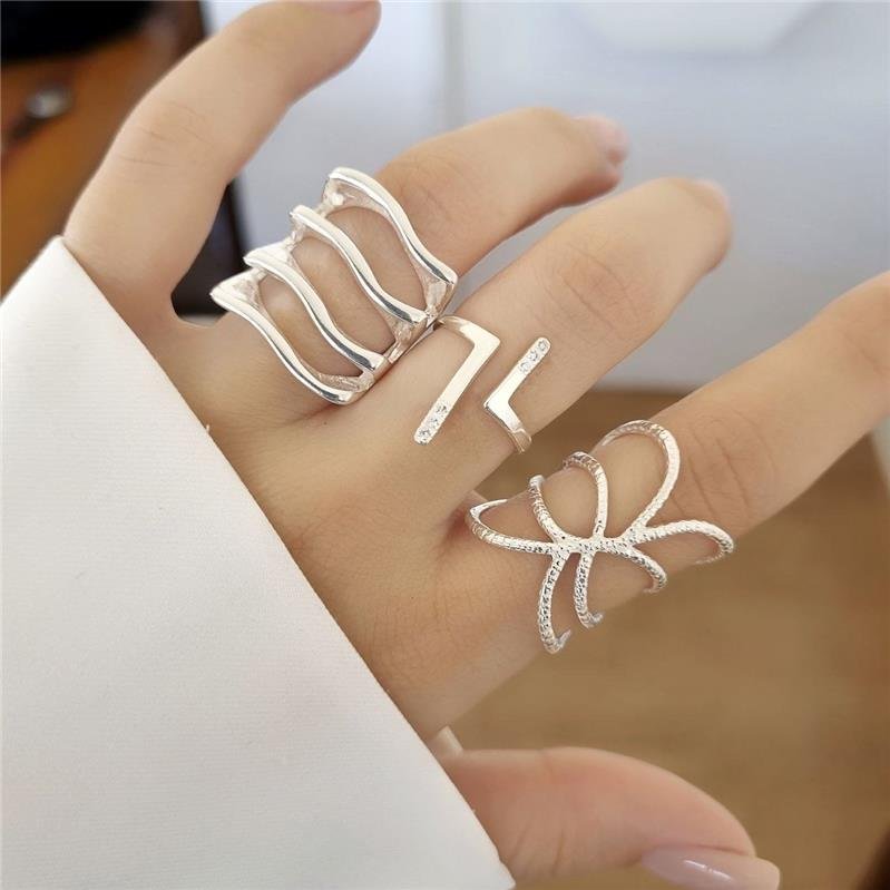 ANEL PRATA 925 REGULÁVEL DOIS L CRAVEJADO