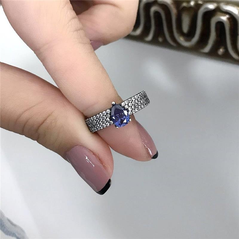 ANEL PRATA 925 RÓDIO GOTA AZUL