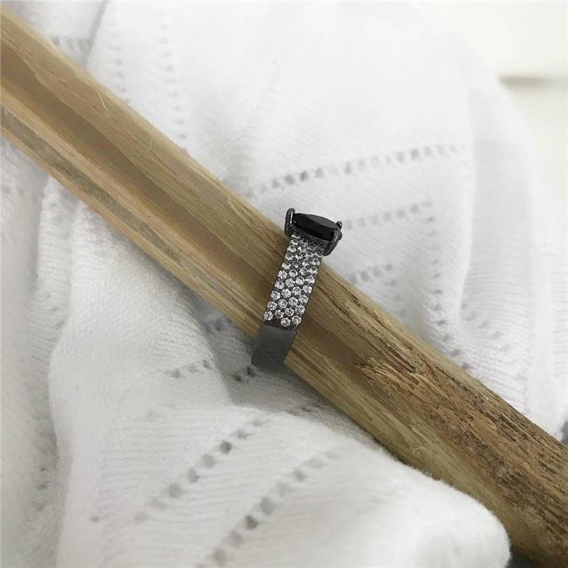 ANEL PRATA 925 RÓDIO GOTA ÔNIX