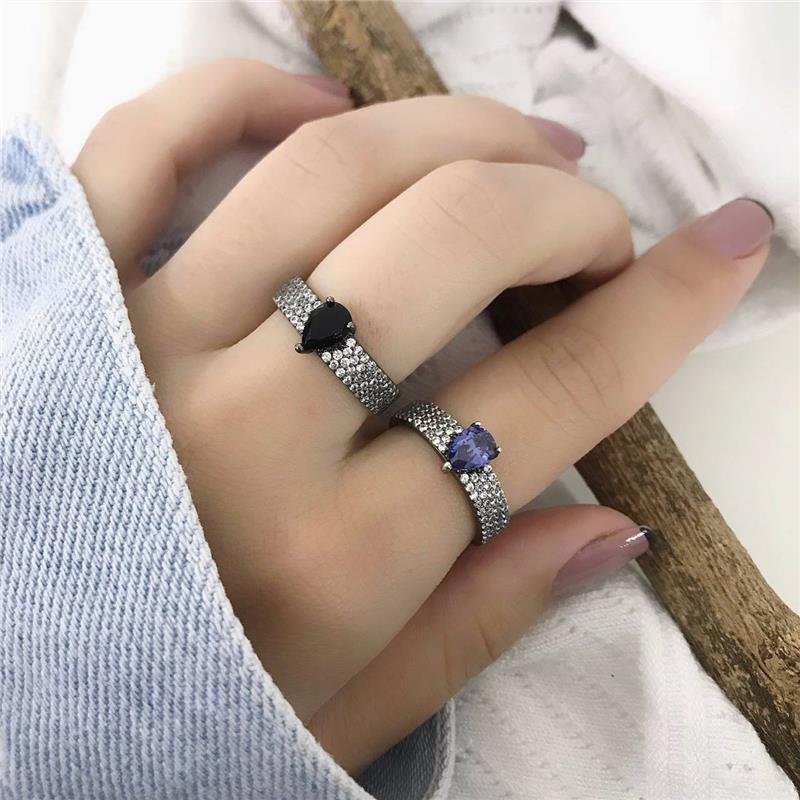 ANEL PRATA 925 RÓDIO GOTA ÔNIX