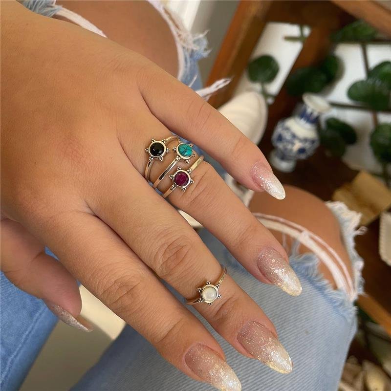 ANEL PRATA 925 SOL COM PEDRAS NATURAIS