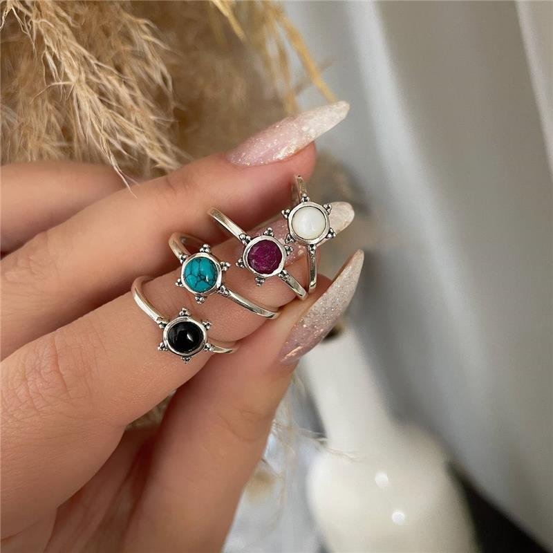 ANEL PRATA 925 SOL COM PEDRAS NATURAIS