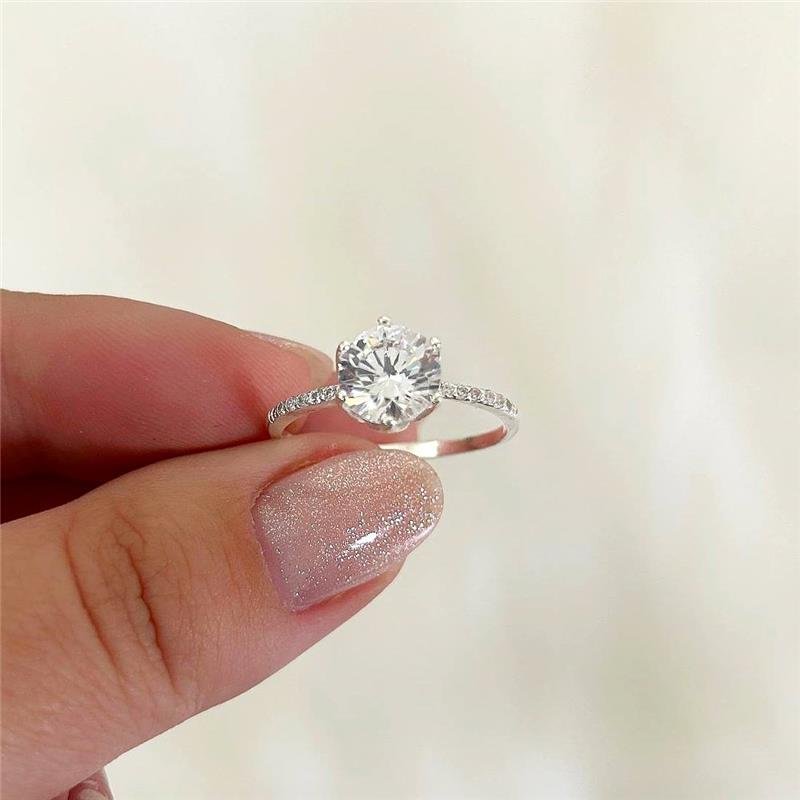 ANEL PRATA 925 SOLITÁRIO 9MM CRAVEJADO