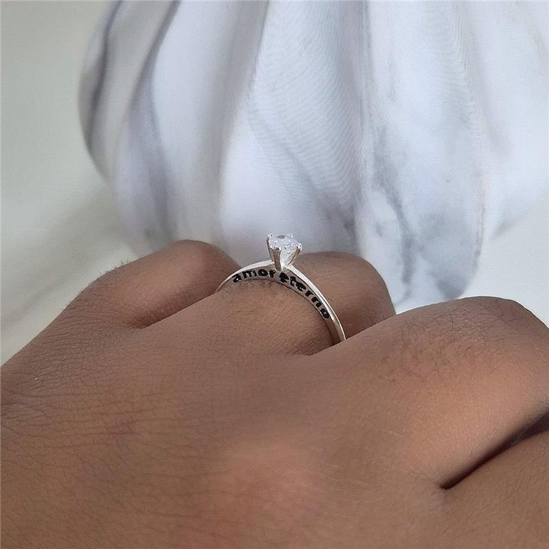 ANEL PRATA 925 SOLITARIO 'AMOR ETERNO'