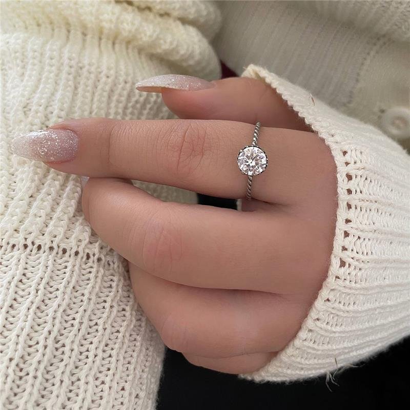 ANEL PRATA 925 SOLITÁRIO ARO CORDA 