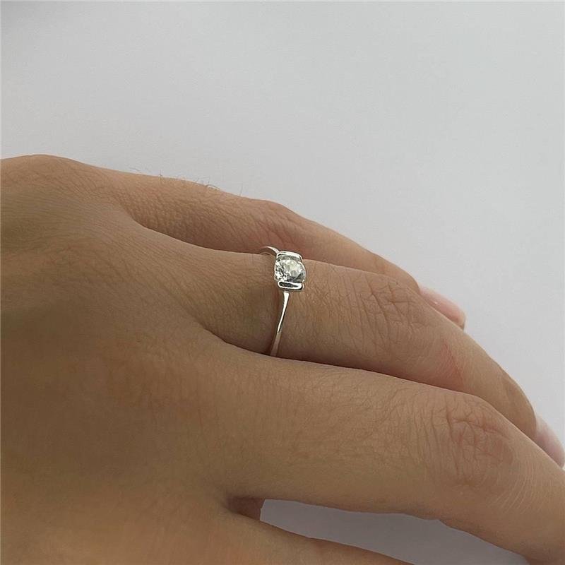 ANEL PRATA 925 SOLITÁRIO ARO LISO ZIRCÔNIA