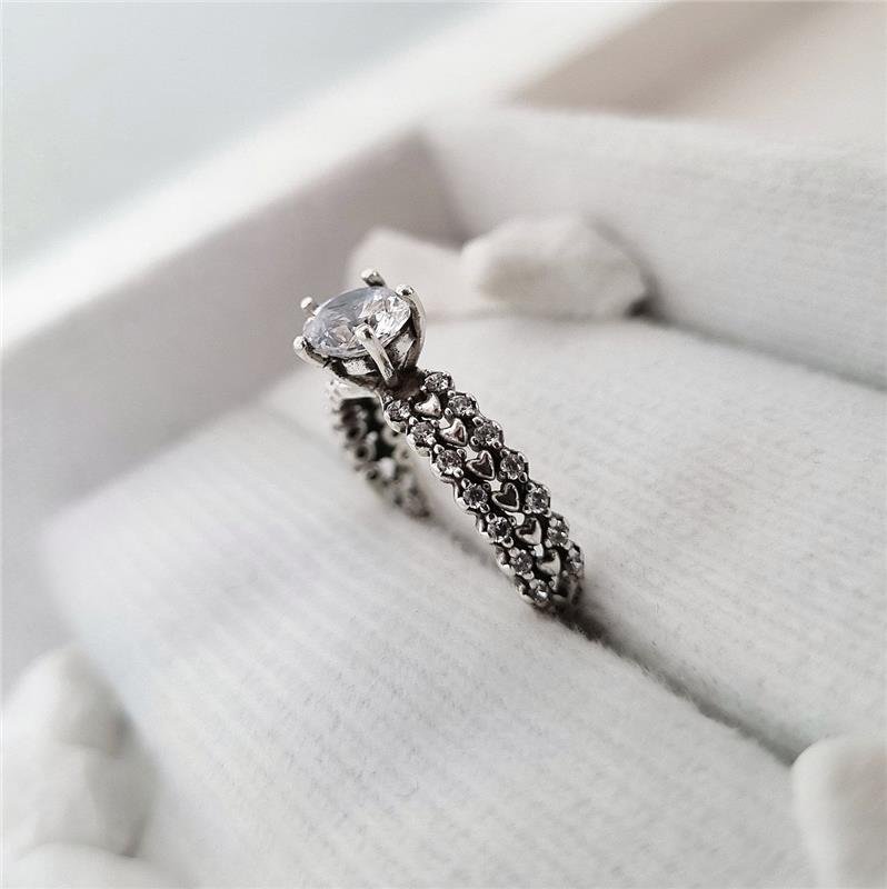 ANEL PRATA 925 SOLITÁRIO ARO TRIPLO CORAÇÕES