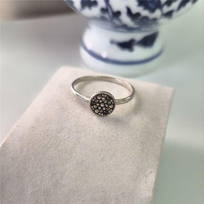 ANEL PRATA 925 SOLITÁRIO CHUVEIRINHO GRANDE MARCASSITAS