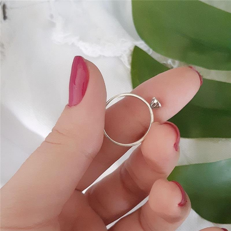 ANEL PRATA 925 SOLITÁRIO CHUVEIRINHO PEQUENO MARCASSITAS