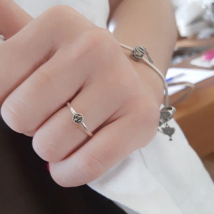 ANEL PRATA 925 SOLITÁRIO CHUVEIRINHO PEQUENO MARCASSITAS