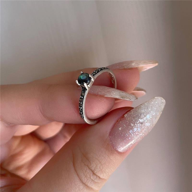 ANEL PRATA 925 SOLITÁRIO COM PEDRA NATURAL