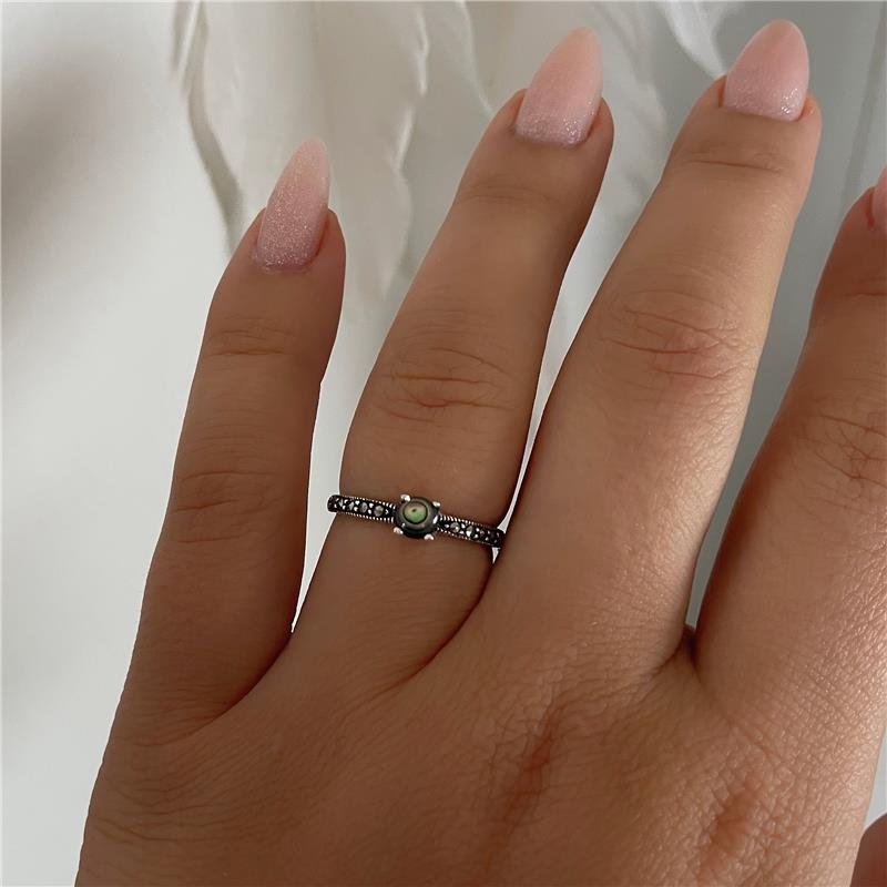 ANEL PRATA 925 SOLITÁRIO COM PEDRA NATURAL