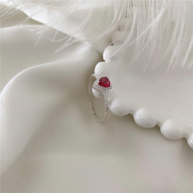 ANEL PRATA 925 SOLITÁRIO CORAÇÃO COM PEDRA CORES