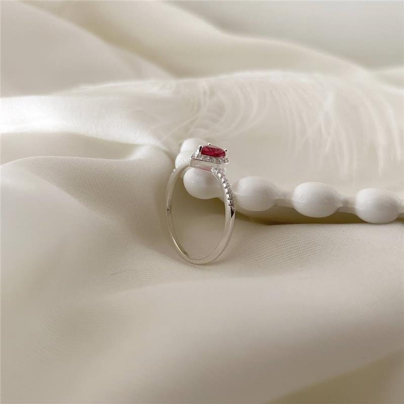 ANEL PRATA 925 SOLITÁRIO CORAÇÃO COM PEDRA CORES