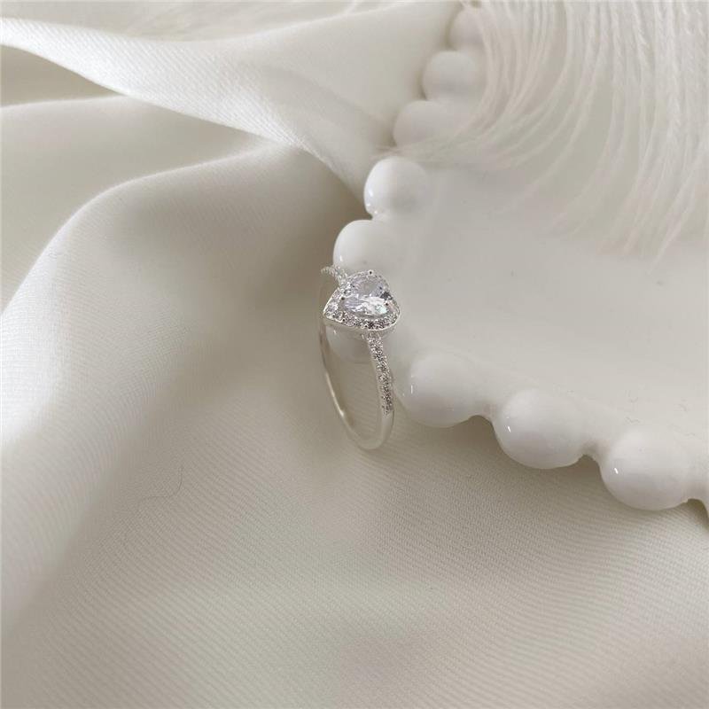 ANEL PRATA 925 SOLITÁRIO CORAÇÃO COM PEDRA CORES