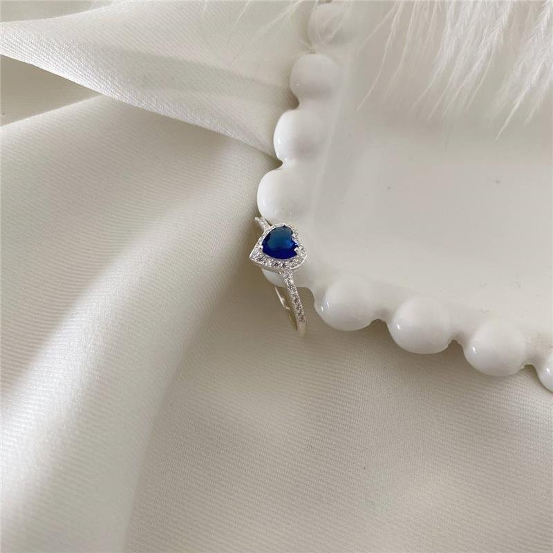 ANEL PRATA 925 SOLITÁRIO CORAÇÃO COM PEDRA CORES