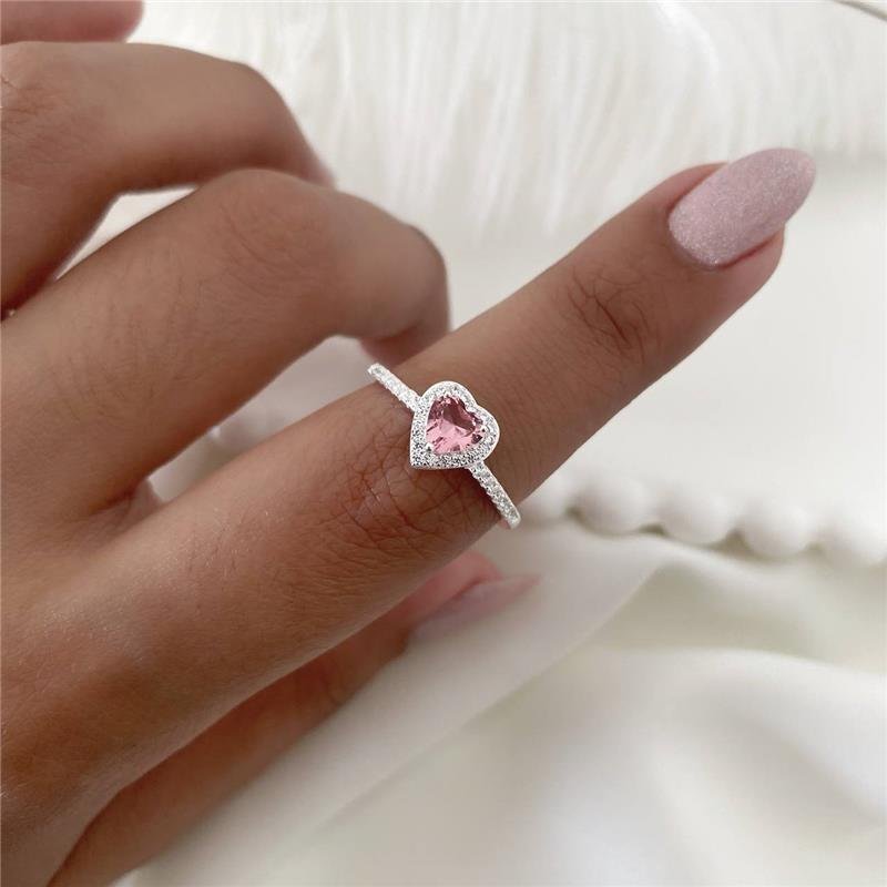 ANEL PRATA 925 SOLITÁRIO CORAÇÃO COM PEDRA CORES