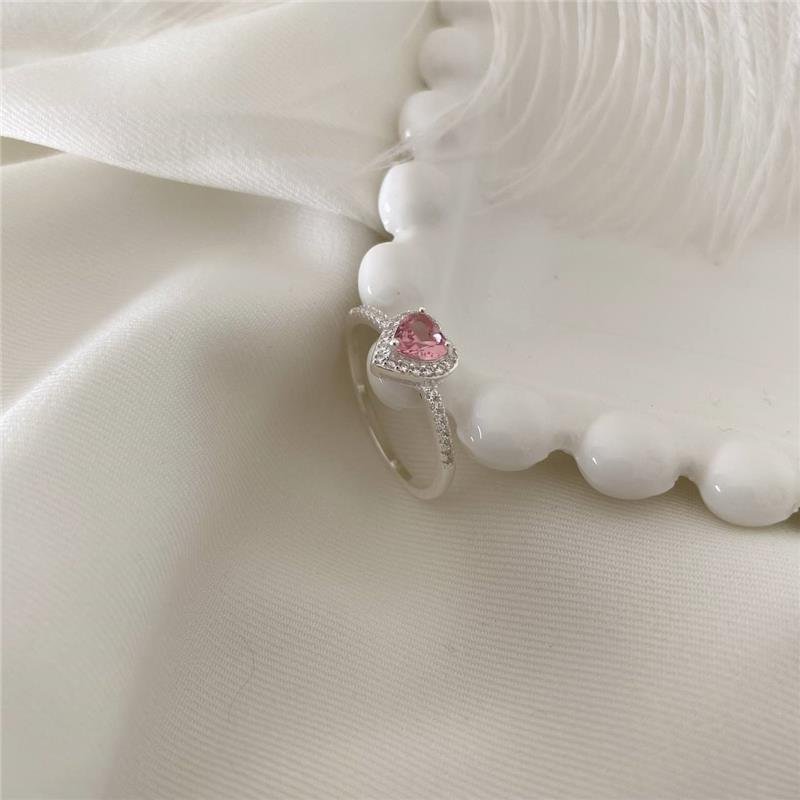 ANEL PRATA 925 SOLITÁRIO CORAÇÃO COM PEDRA CORES