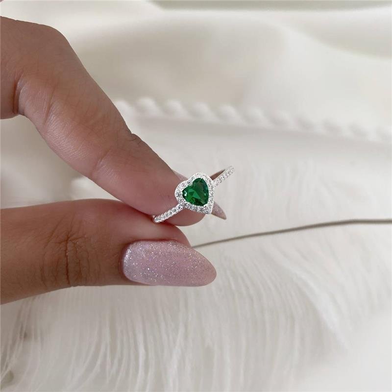 ANEL PRATA 925 SOLITÁRIO CORAÇÃO COM PEDRA CORES