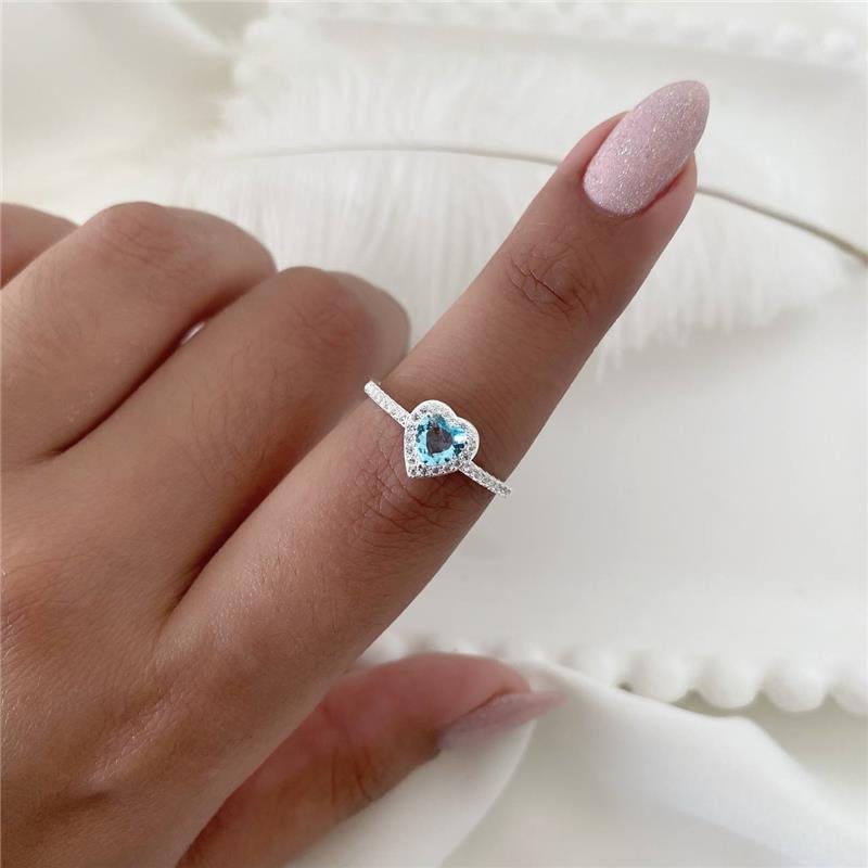 ANEL PRATA 925 SOLITÁRIO CORAÇÃO COM PEDRA CORES