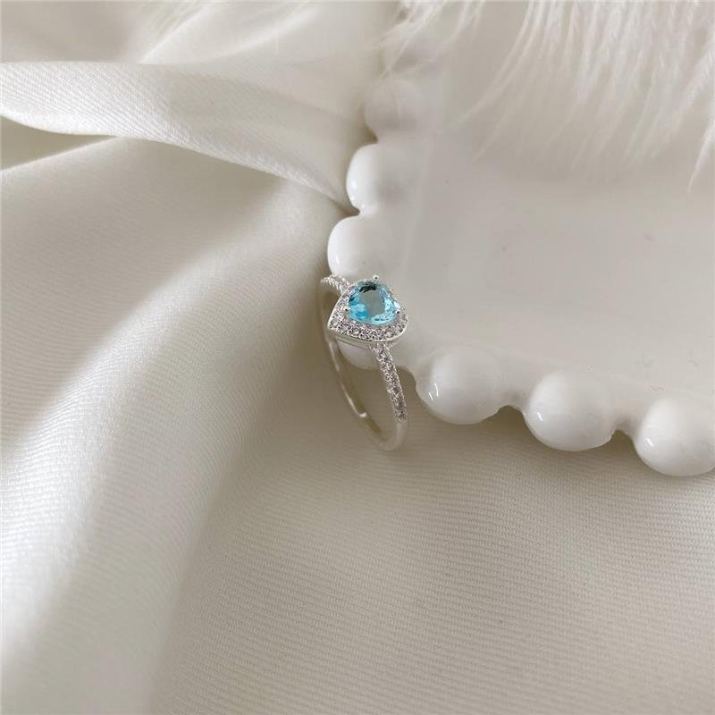 ANEL PRATA 925 SOLITÁRIO CORAÇÃO COM PEDRA CORES