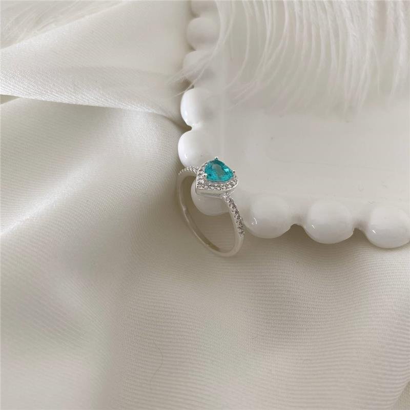 ANEL PRATA 925 SOLITÁRIO CORAÇÃO COM PEDRA CORES