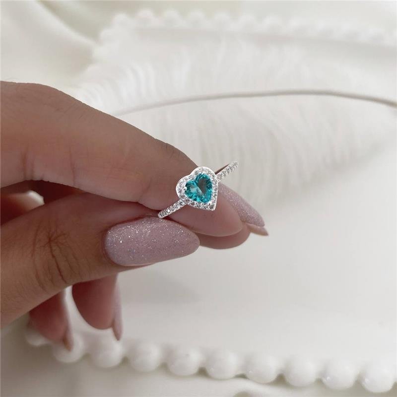 ANEL PRATA 925 SOLITÁRIO CORAÇÃO COM PEDRA CORES