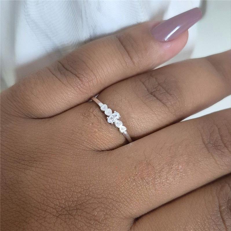 ANEL PRATA 925 SOLITÁRIO CORAÇÕES DEITADOS