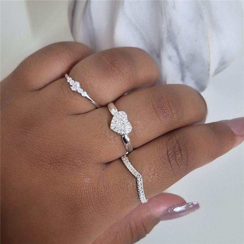 ANEL PRATA 925 SOLITÁRIO CORAÇÕES DEITADOS