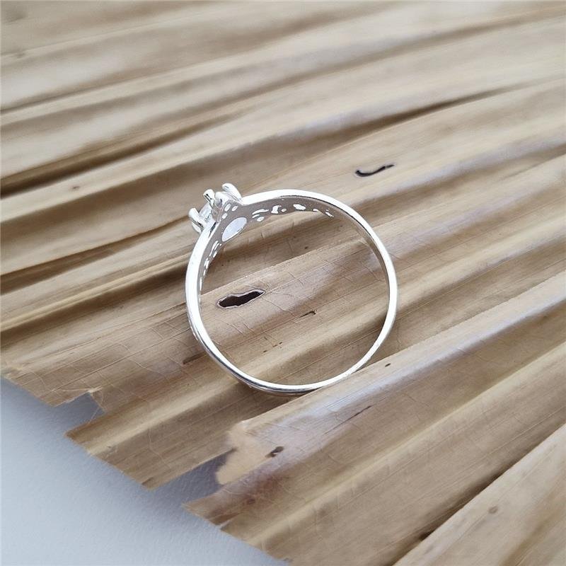 ANEL PRATA 925 SOLITÁRIO COROA COM BICO