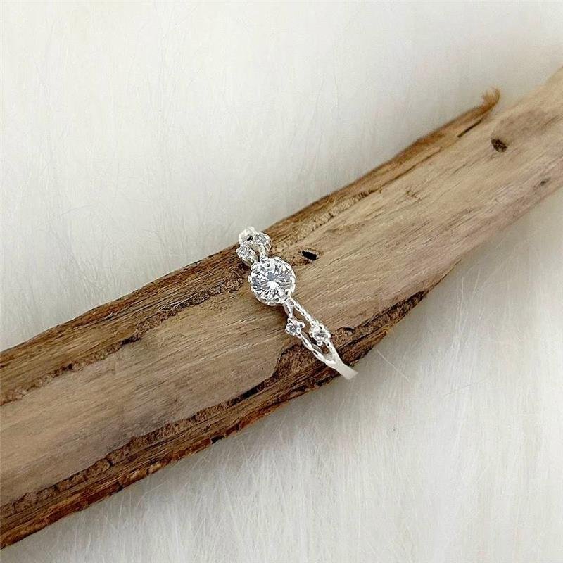 ANEL PRATA 925 SOLITÁRIO DOIS AROS ENTRELAÇADOS