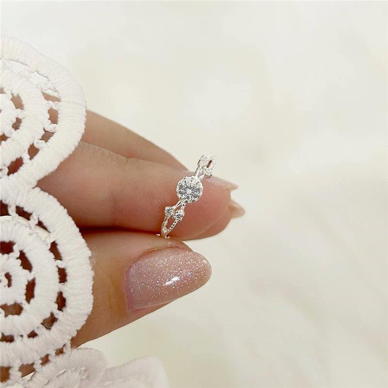 ANEL PRATA 925 SOLITÁRIO DOIS AROS ENTRELAÇADOS