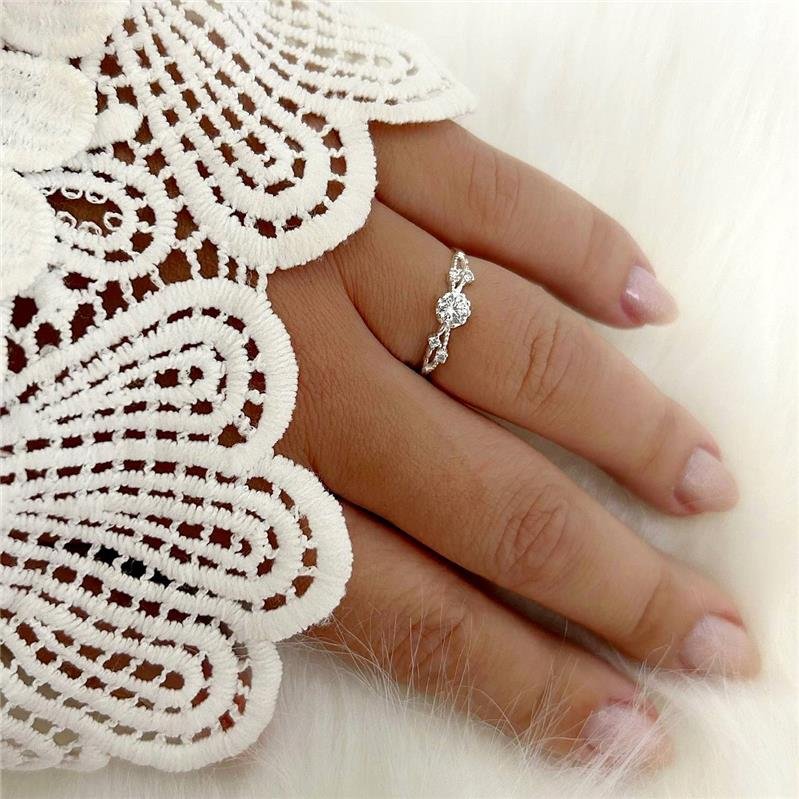 ANEL PRATA 925 SOLITÁRIO DOIS AROS ENTRELAÇADOS