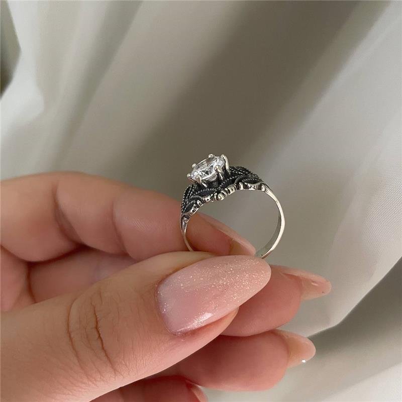 ANEL PRATA 925 SOLITÁRIO GOTAS IRREGULARES