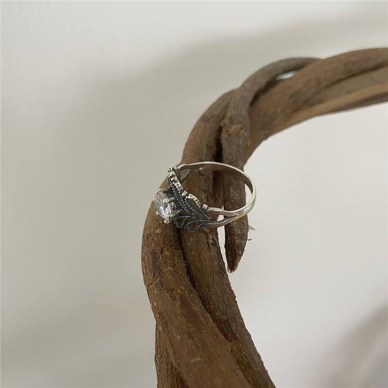 ANEL PRATA 925 SOLITÁRIO GOTAS IRREGULARES