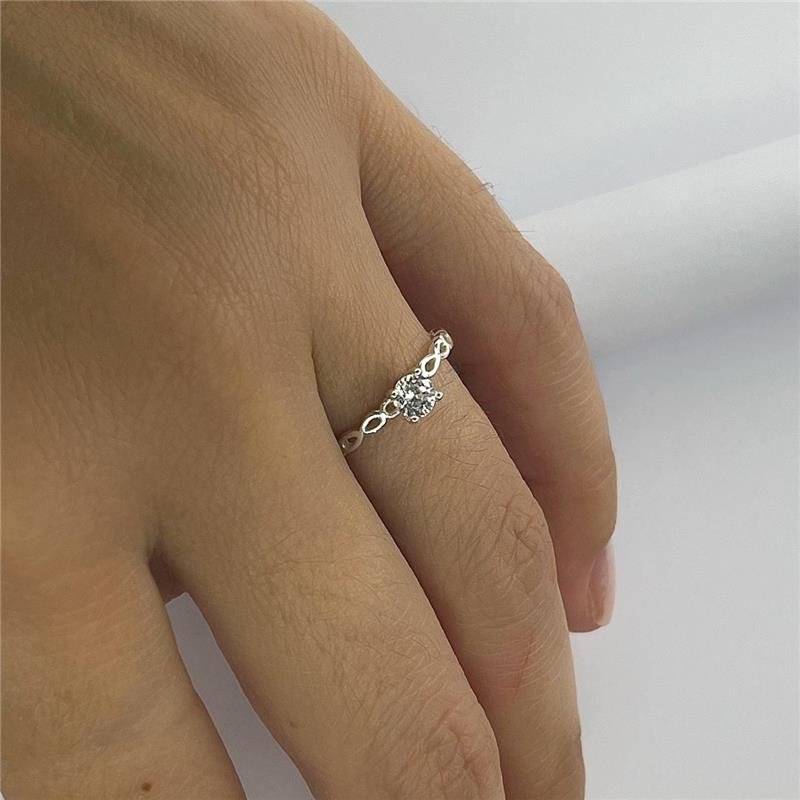 ANEL PRATA 925 SOLITÁRIO INFINITO LATERAIS ZIRCÔNIA ALTA