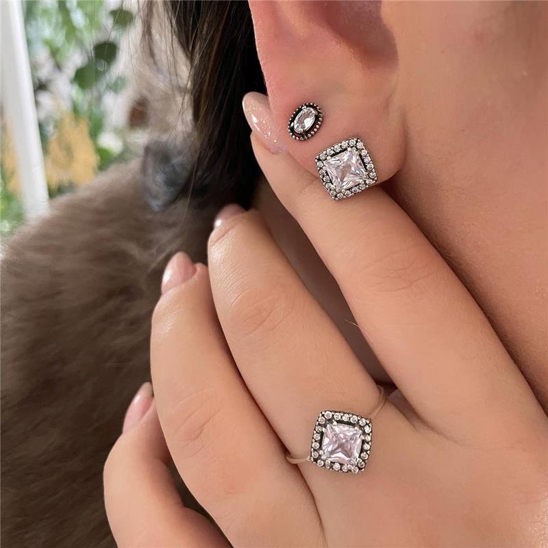 ANEL PRATA 925 SOLITÁRIO LOSANGO ZIRCONIA